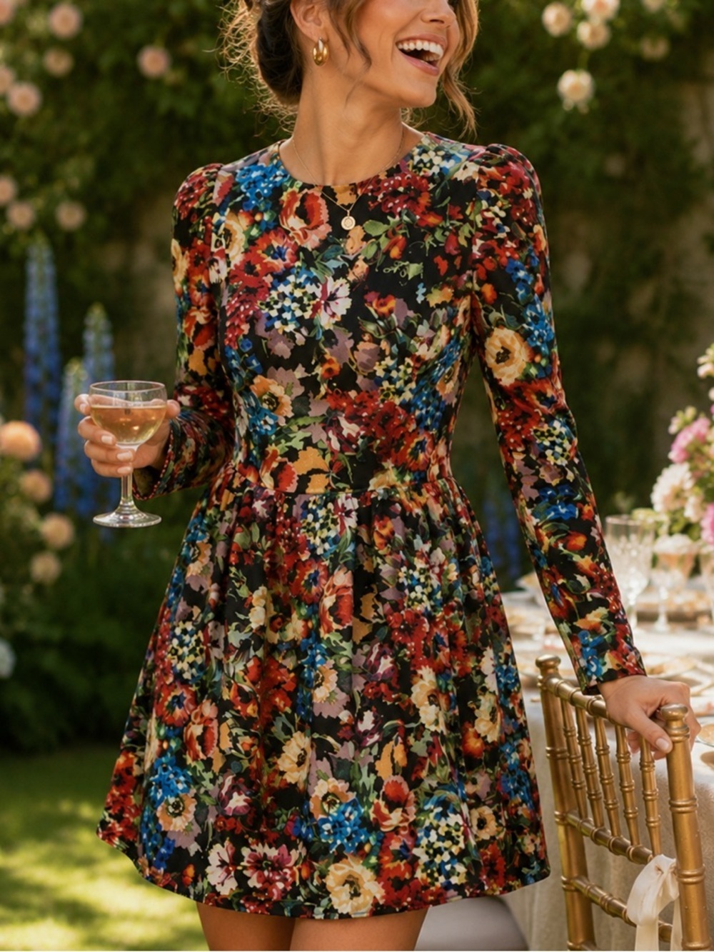 Love Moschino Dress US 4 Floral Long Sleeve Printed Dress